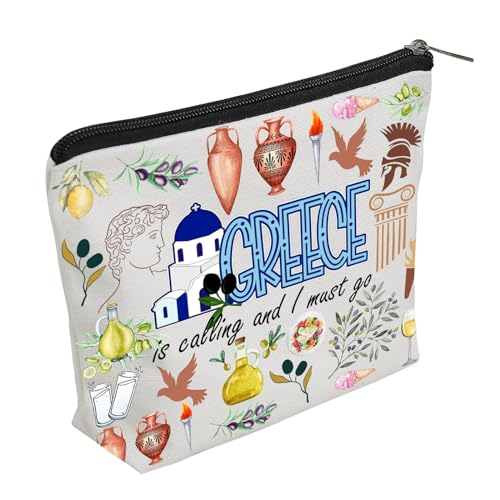 Greece Travel Canvas Makeup Pouch Bag Souvenir Organizer