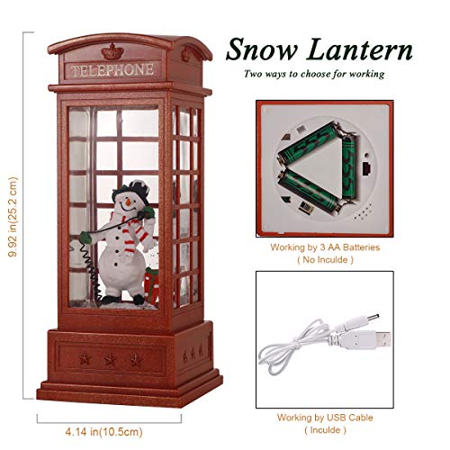 Christmas Snow Globe Lantern with Music & Timer - Snowman Variation