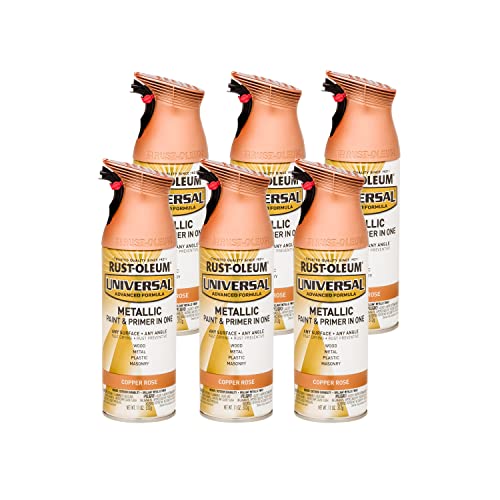 Rust-Oleum Universal All Surface Metallic Spray Paint Copper Rose 11oz Pack of 6