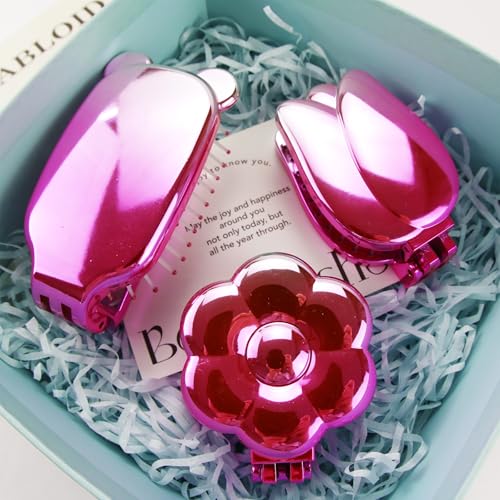 Tinsparkwin Folding Travel Hair Brush with Mirror Mini Detangling Comb