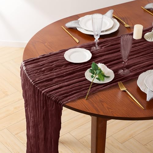Burgundy Cheesecloth Table Runner 6 Pack - 35 x 120 Inches Wedding Decor