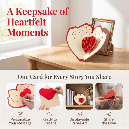 Handmade 3D Love Heart Pop Up Card for All Occasions