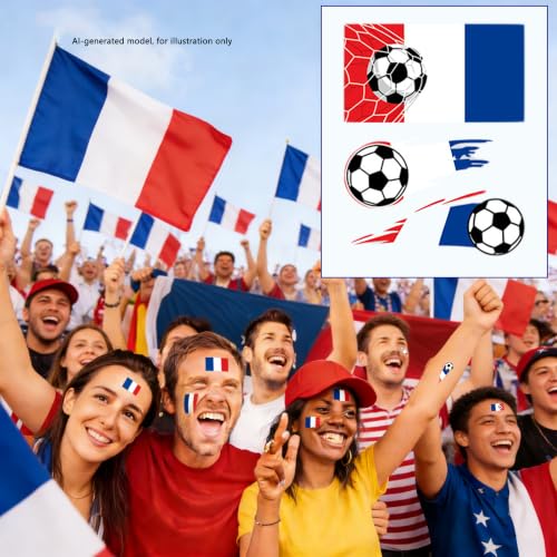 USA Flag Temporary Face Tattoos - 10 Pcs Removable Soccer Party Favors