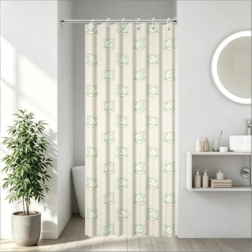 Yeele Minimalist Green Leaf Shower Curtain - Waterproof 36x72 Inch