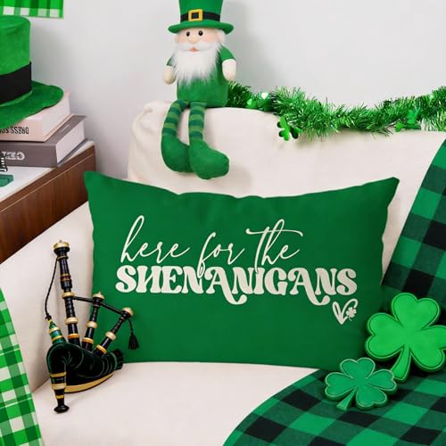 GAGEC St. Patrick's Day Pillow Cover 12x20 Inch Green Decor