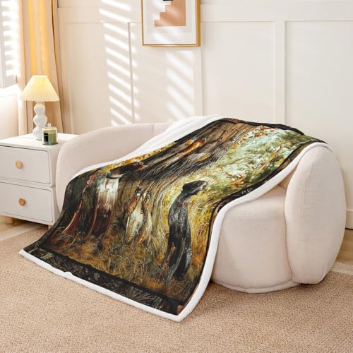 Erosebridal Pheasant Hunting Sherpa Blanket - Multi 15 Twin 60x80