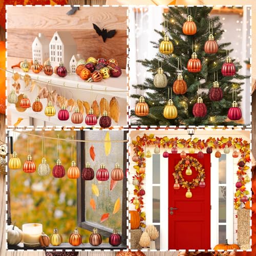 36 Pcs Mini Pumpkin Hanging Ornaments for Fall Tree - Yellow Autumn Decor