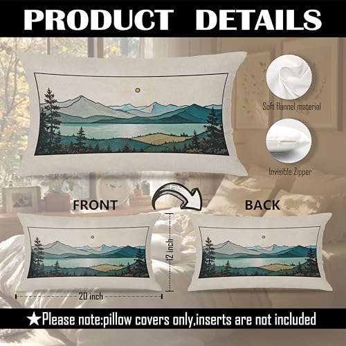 FITIE Lake Landscape Pillow Covers-01 12x20 Double-Sided Nature Throw Pillowcase for Couch & Bed