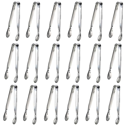 18PCS Mini Stainless Steel Serving Tongs, 5-Inch Appetizer Tongs (Silver)