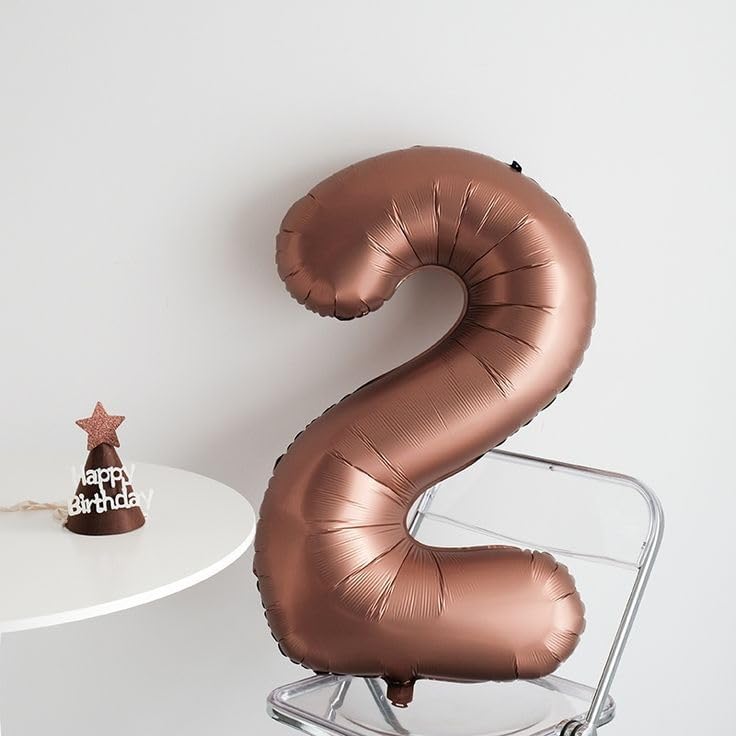 Skiennix 40-Inch Coffee Brown Number Balloons - Perfect for 2nd, 12th, 21st Birthday Celebrations & Events