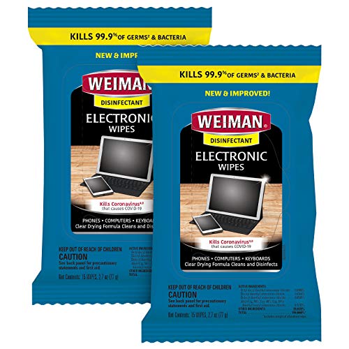 Weiman Electronic Disinfecting Wipes - Screen & Device Cleaner, 2 Pack