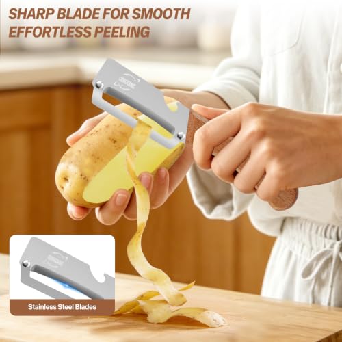 GENGCANG Multifunctional Vegetable Peeler with Wooden Handle