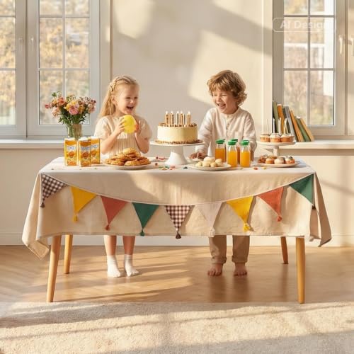 G2PLUS 8.5ft Double-Sided Cotton Triangle Pennant Banner - Boho Flags for Baby Showers & Birthday Parties
