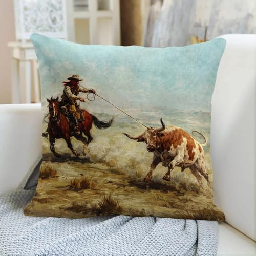 Emvency Western Cowboy Throw Pillow Cover, 18x18 Inch Velvet Cushion Case