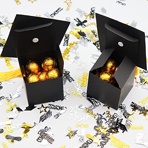 10Pcs Graduation Gift Boxes - Black Grad Cap Candy Boxes