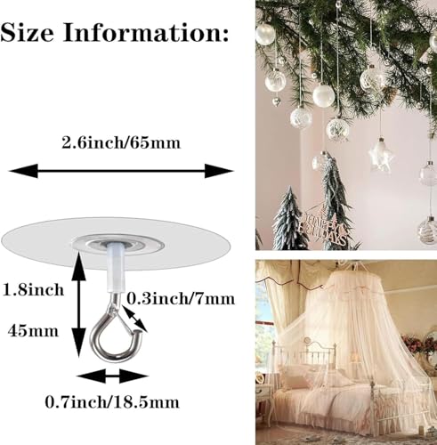 Adhesive Ceiling Hooks with Safety Clasp for Home Decor