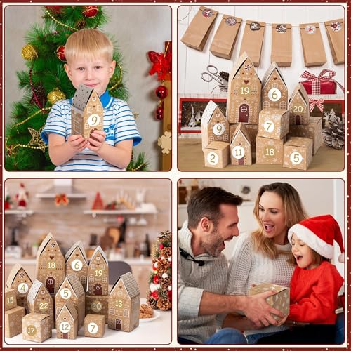Christmas Advent Calendar Boxes Set - 28 Reusable Candy & Treat Storage Boxes