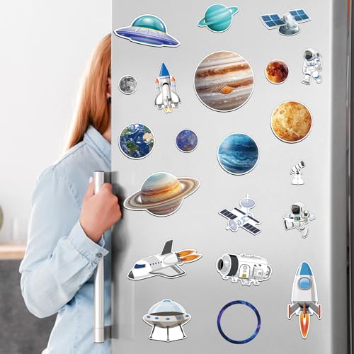 25 Outer Space Refrigerator Magnets - Astronauts & Planets Decor