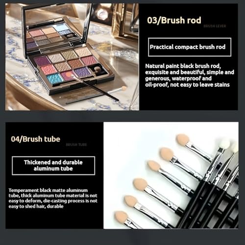 TIKMNO Double Sided Eyeshadow Applicator Brushes Set - 15 Pcs