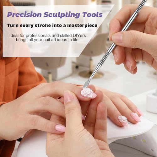 7Pcs Double-Head Nail Art Sculpture Pens & Stainless Steel Dotting Tools