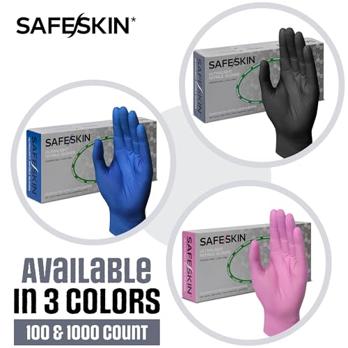 SAFESKIN Ultralight Disposable Nitrile Gloves - Large Black - 100 Count
