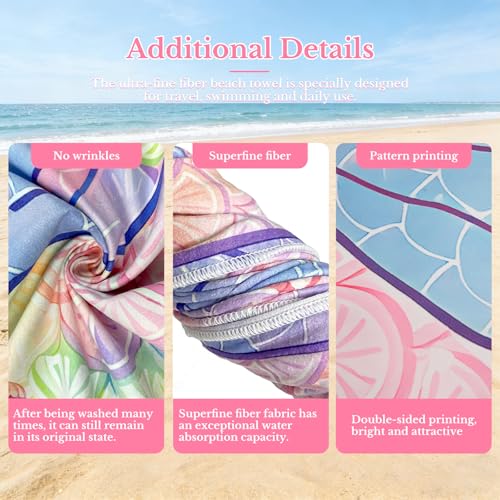 SpaceTime Whale Microfiber Beach Towel, Oversized Quick Dry Sand-Free Towel