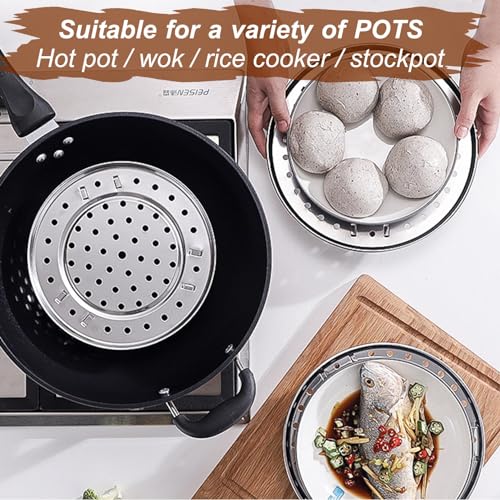 MEGANEOPRE 6.7-inch Round Stainless Steel Steamer Basket with Silicone Liners for Vegetables & Seafood