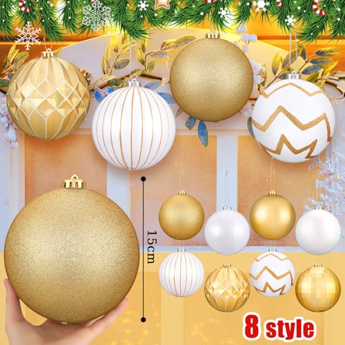 8 Pack 6 Inch Christmas Ball Ornaments - Bright Holiday Tree Decorations