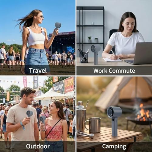 Portable Handheld Fan with Digital Display - Adjustable Wind Speed