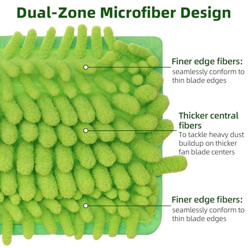 Ceiling Fan Duster with Reusable Microfiber Pads - 2-Piece Set