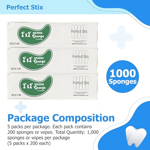 Non-Sterile 4-Ply Dental Sponges - 2 x 2 Inches, 1000 Count