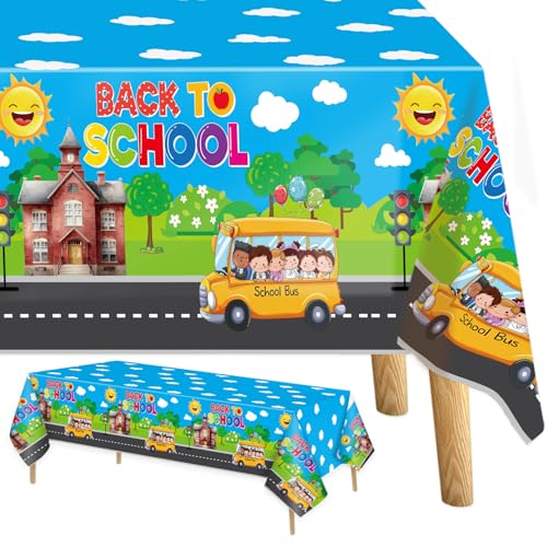 Welcome Back to School Disposable Tablecloths - 3 Pack, 108 x 54 Inches
