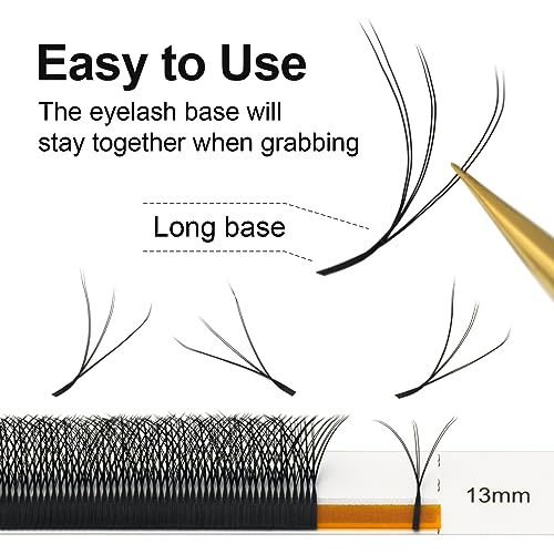 COZBIRD Double W Shape Premade Lash Fans 6D Volume Eyelash Extensions D Curl 0.07mm 12mm