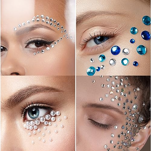 Etercycle Self-Adhesive Face Gems Rhinestones for Festival Makeup and Crafts