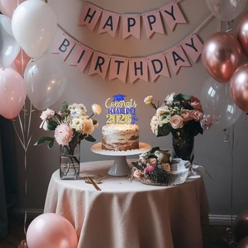 Congrats Class of 2026 Graduation Cake Topper - Blue & Gold