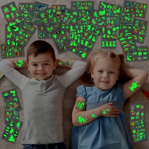Glow in the Dark Temporary Tattoos for Kids Party Favors 30 Sheets