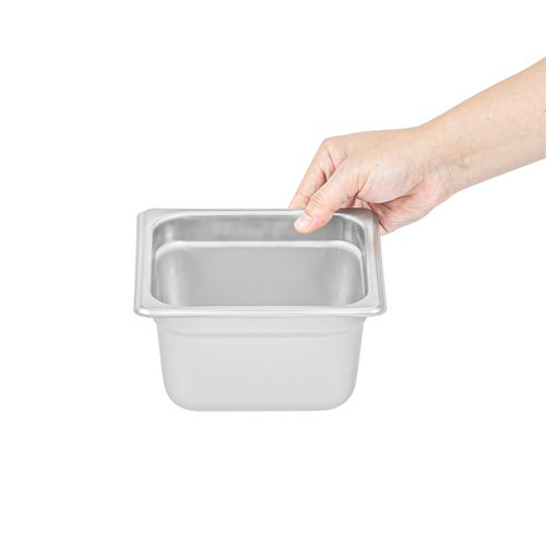 Restaurantware-Kitchen Tek 1/6 Size Steam Table Pans, 12 Anti-Jam Steam Pans - Lids Sold Separately, 4” Deep, 24 Gauge Stainless Steel Hotel Pan, Freezable, For Catering Events And Parties