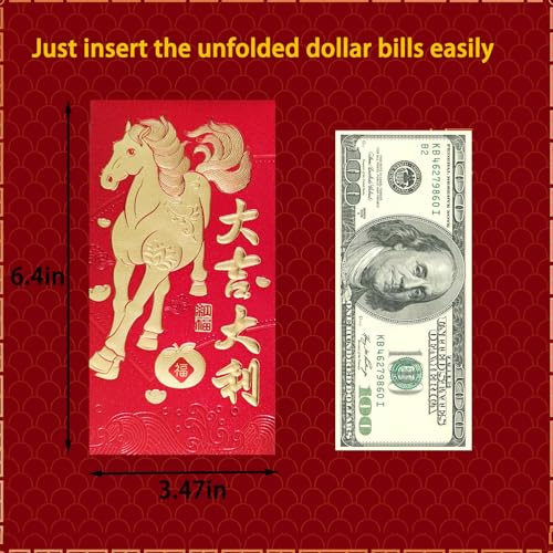 12PCS Chinese New Year Red Envelopes for 2026 Horse Festival