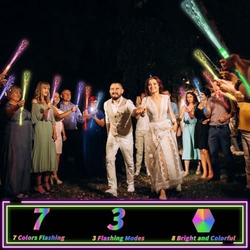 56 Pack LED Fiber Optic Wands Multicolor Glow Sticks for Parties