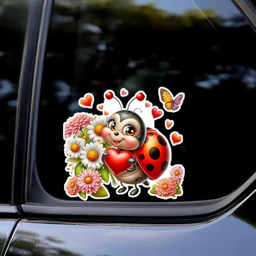 Cute Cartoon Ladybug Car Stickers - 2pcs Vinyl Decals for Cars & Walls