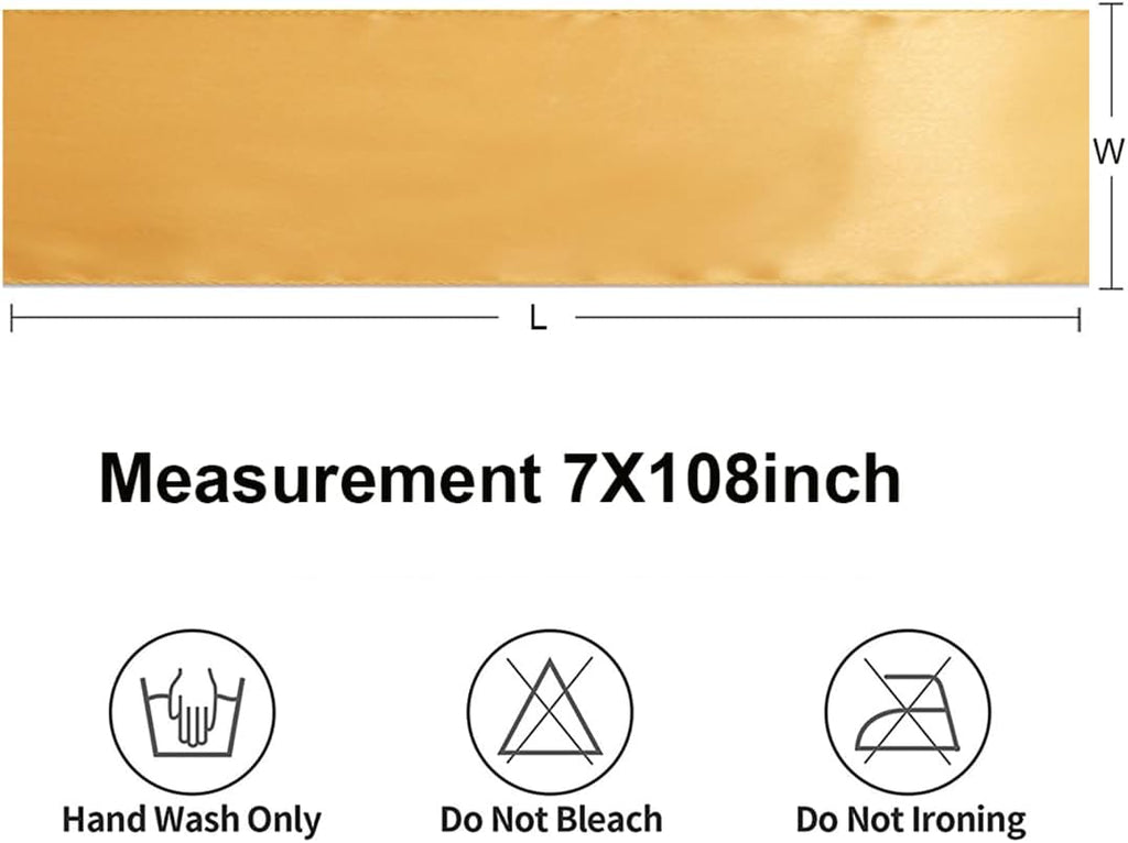 Skiennix Satin Chair Sashes Bows - 7x108 Inch Gold Ties for Weddings, Parties & Events | 50 Pack