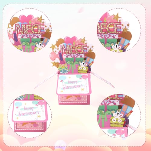 Penitue 3D Pop Up Birthday Card with Rhinestones and Envelope