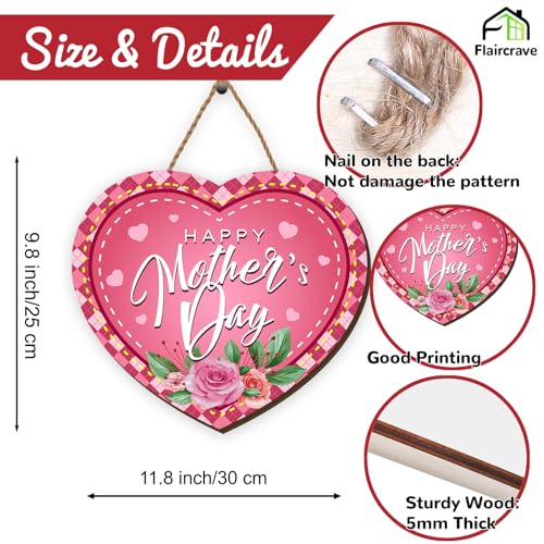 Funny Mother's Day Wooden Wreath for Front Door - Pink Floral Butterfly Decor