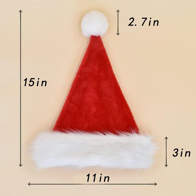 Santa Hat for Adults and Children - Red Velvet Double Layer Christmas Party Hat
