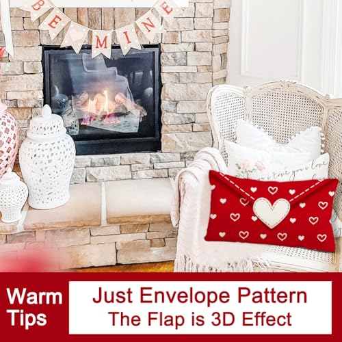 Valentine Heart Lumbar Pillow Cover 12x20 Red Envelope Decor