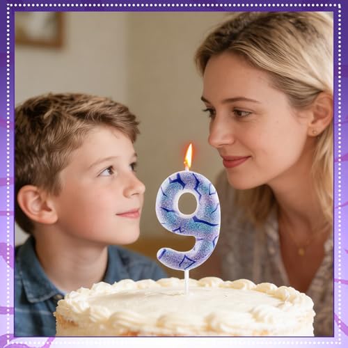 Yiran Kpop Theme Number 6 Birthday Candle - Purple Tattoo Design Cake Topper