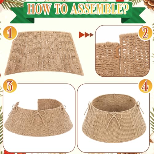 24 Inch Christmas Tree Collar Wicker Stand - Rustic Woven Tree Skirt