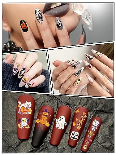 Halloween Nail Art Stickers 12 Sheets Self-Adhesive Decals Skull Pumpkin