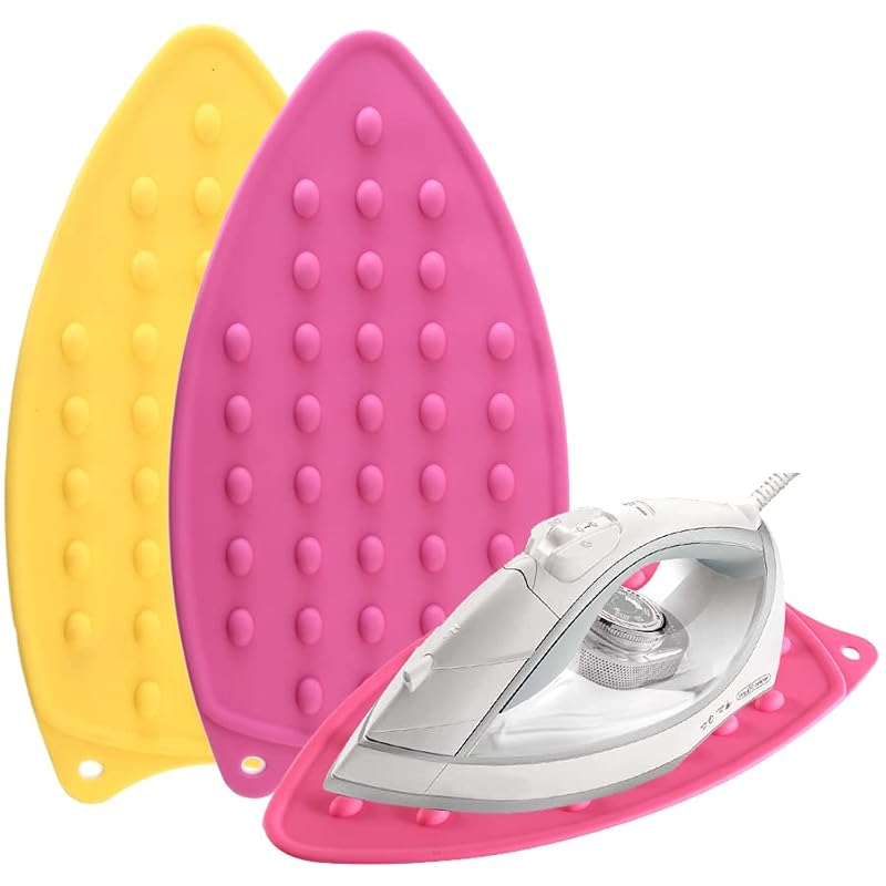 JCSMARTEC Silicone Iron Rest Pad - 2-Pack Heat Resistant Mat, Red+Yellow