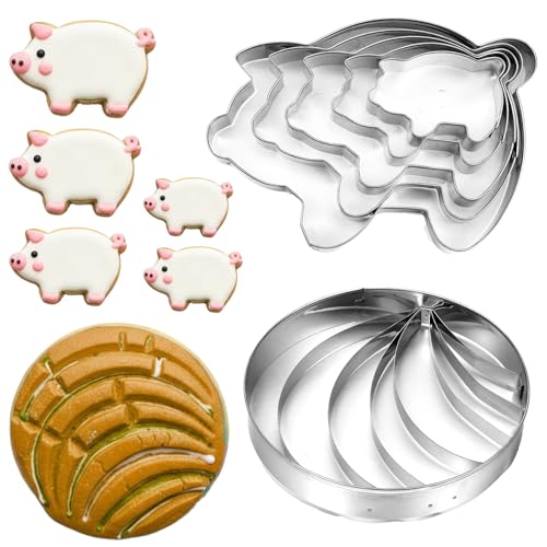 Stainless Steel Concha & Pig Cookie Cutters Set for Mexican Baking